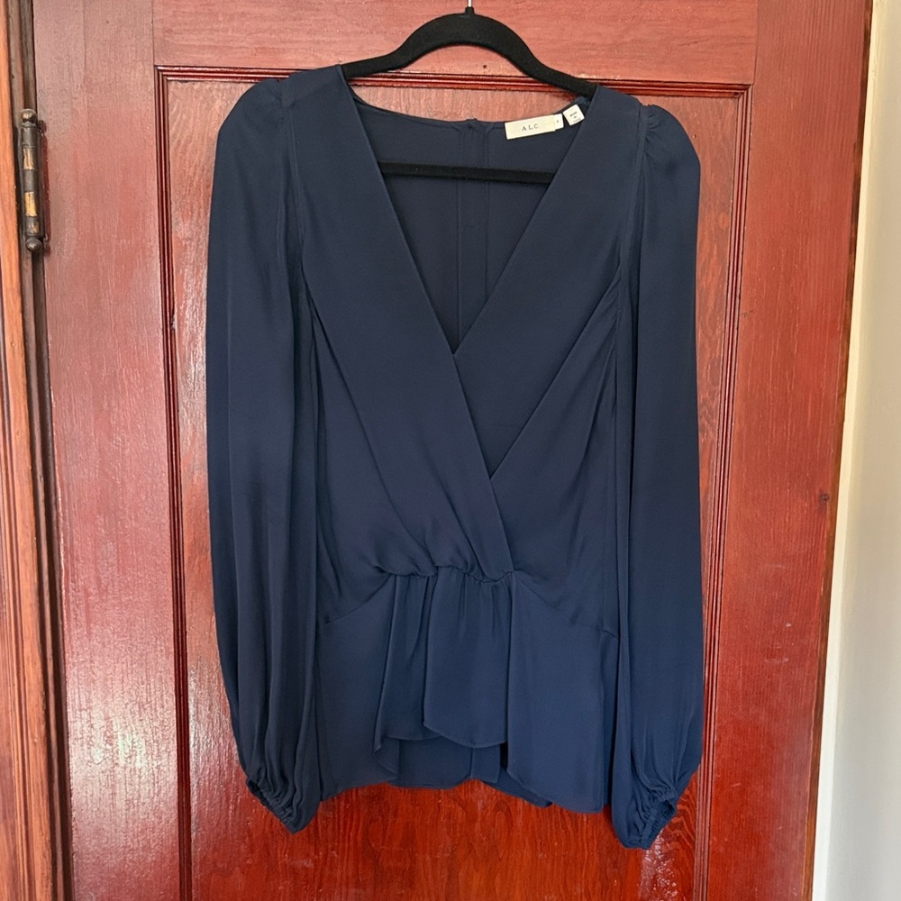 A.L.C. Deep Blue 100% Silk Blouse